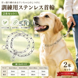 2本セット！訓練用首輪 犬用品 犬 首輪 ステンレス チェーン 引っ張り しつけ用 訓練 トレーニング 大型犬 簡単装着 中型犬 ベルジアン・マリノア ゴールデンレトリバー ロットワイラー