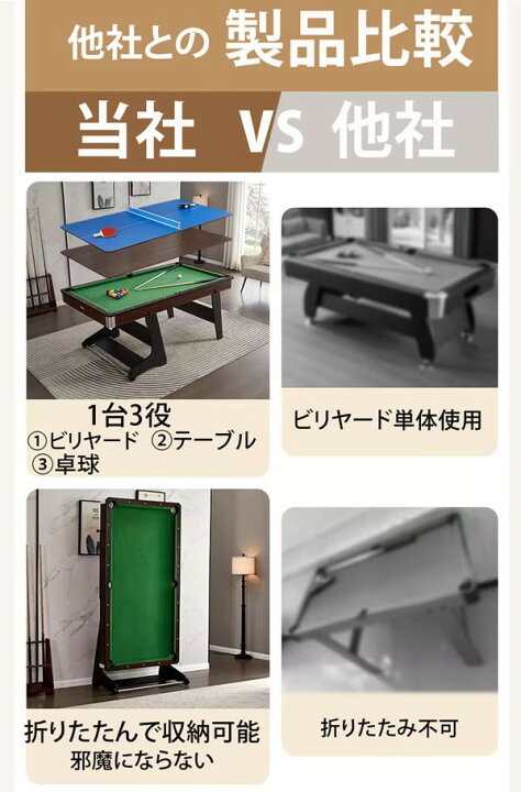 楽天市場】スリム収納 ビリヤード台 折りたたみ式 1台3役 卓球台 