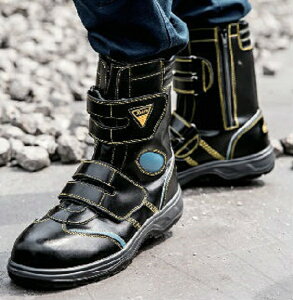 XEBEC ジーベック 85204 安全靴 セーフティシューズ 衝撃吸収 抗菌防臭中底 樹脂先芯 サイドファスナー仕様なので着脱簡単なロングブーツ サイドの青いワンポイント部分には く