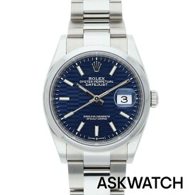 ロレックス ROLEX　126200 デイトジャスト36SSランダム品番フルーテッドブルー文字盤腕時計(シルバー×ブルー 120.55g)【ASK002】【小物】【108062】【中古】bb164#askwatch*B