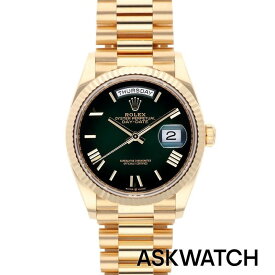ロレックス ROLEX　128238 デイデイト36YGランダム品番グリーンオンブレ文字盤腕時計(イエローゴールド×グリーン 188.54g)【ASK002】【小物】【608062】【中古】bb306#askwatch*A
