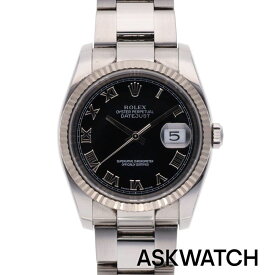 ロレックス ROLEX　116234 デイトジャスト36SSブラックローマ文字盤腕時計(ブラック×シルバー 123.36g)【ASK99】【小物】【218062】【中古】bb315#askwatch*C