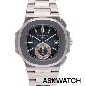 パテックフィリップ PATEKPHILIPPE　5980 1A-001 ノーチラスクロノグラフSSブルー文字盤腕時計(シルバー×ブルー 156.00g)【ASK002】【小物】【138062】【中古】bb164#askwatch*B