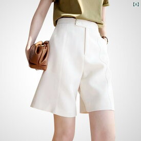 レディース ファッション ショート パンツ フレンチ 無地 カジュアル 夏 ハイウエスト スリム レトロ ストレート aライン ショーツ ズボン