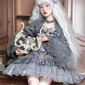 ハロウィン コスプレ lolita ロリータ スワンダンサー 仮装 灰羽 多層ケーキスカート 大人 女性 可愛い レディース ワンピース キョンシー セクシー コスプレ 衣装 コスチューム メイド服 ハロ