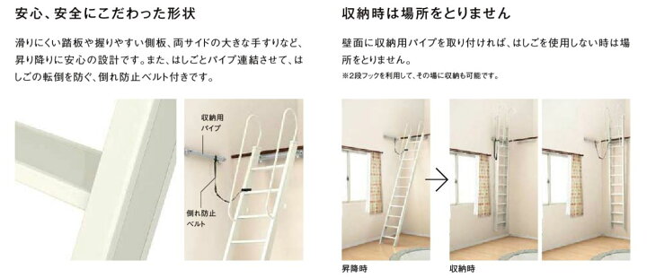 楽天市場】LIXIL リクシル ロフトはしご LZXZZ110 7尺用 使用高さ 