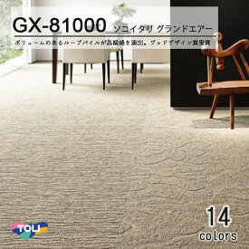 東リ ソコイタリグランドエア−2 タイルカーペットGX-81000 50cm×50cm方向に広がるボリュームのあるループパイルが高級感を演出。グッドデザイン賞受賞。