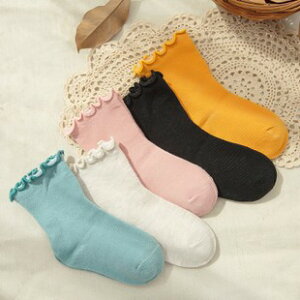 5足セット キッズ ソックス ロング 無地 春 秋 冬 通学 学生 保温 カジュアル スポーツ 靴下 柔らかい 綿 コットン 室内 アウトドア 学校 ハイキング ルームソックス 滑り止め 子供 女の子 男