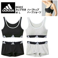 adidas アディダス グンゼ レディース ハーフトップ ハーフショーツ パッド付き ビッグロゴ インナー ノ…