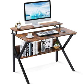 KKL 机 pcデスク パソコンデスク コンパクト モニター台付き 幅70/100cm ゲーミングデスク 勉強机 小さい computer desk 棚付き テレワークデスク 省スペース 一人暮らし 組立簡単 モニターアーム対