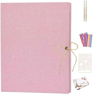 スクラップブック アルバム 手作り 亜麻 フォトアルバム DIY 切り抜き帳 黒台紙30枚/60ページ 結婚式 記念日 プレゼント