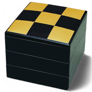 J-kitchens 漆器 重箱 3段 7寸 春風 黒市松 20cm 樹脂製 お重 お重箱 日本製