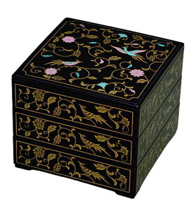 J-kitchens 重箱 3段 6.5寸 角 お重箱 黒鳳凰 19.5cm x 19.5cm x 16.5cm 日本製