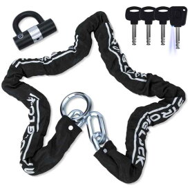 バイクロック高い耐切断性極太チェーンロック φ(直径)12mm×1800mm U字ロック付き 自転車原付オートバイク