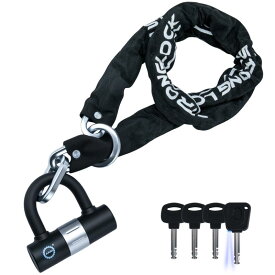 バイクロック高い耐切断性極太チェーンロック φ(直径)10mm×1600mm U字ロック付き 自転車原付オートバイク