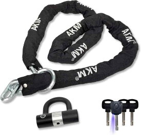 バイクロック高い耐切断性極太チェーンロック φ(直径)12mm×2000mm U字ロック付き 自転車原付オートバイク