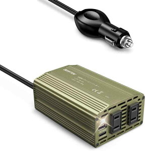 �C�������g 300W�C���o�[�^�[ USB-C PD 30W + USB-A QC 18W �ԍڗp�C���o�[�^�[ DC12V��AC100V�ɕϊ� �V�K�[�\�P�b�g �R���Z���g A-MRI3010BU-GR-PD30W