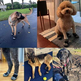 犬 靴 滑り止め ドッグ シューズ ペット 用 防水 耐摩耗 通気性 小型 犬 中型 犬 ブラック ラバー ハード ソール3