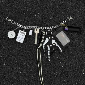 キーホルダー 黒骷髅款多機能パンツチェーン 合金 スカル 手作り 髑髏 ドクロ 個性派 ストリート 原宿