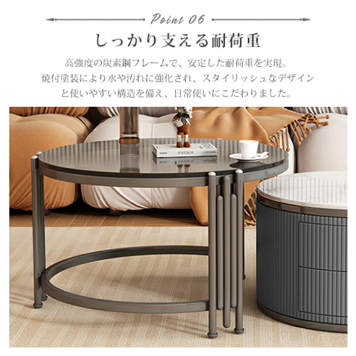 楽天市場】8％OFFクーポン☆ネストテーブル 2個セット 入れ子式 