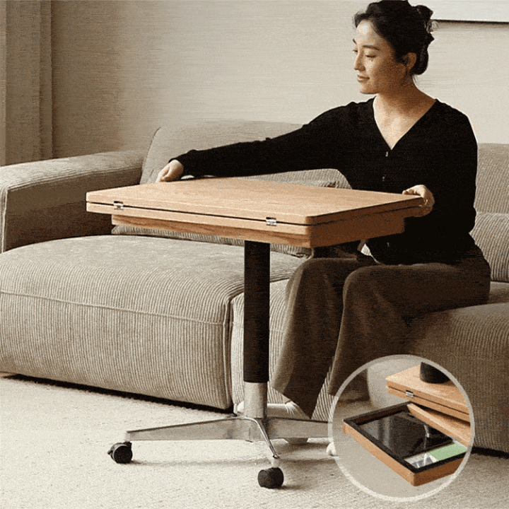 楽天市場】サイドテーブル 昇降式 丸 幅70cm 高さ調整 61-87cm 収納