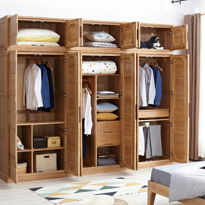 楽天市場】ワードローブ 幅54cm 幅90cm オーク材 無垢材 引き出し付き 