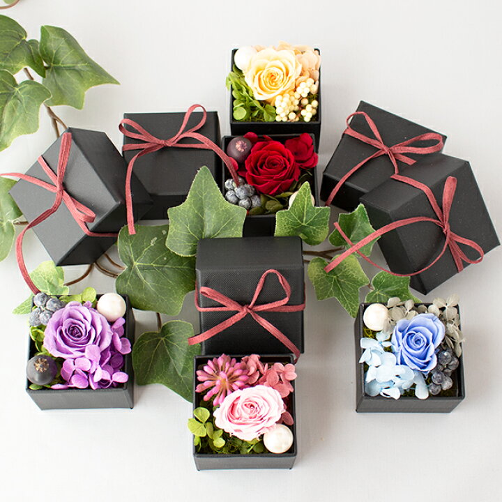 ボックスアレンジ58 （ずっと鮮やか】プリザーブドフラワーボックス  