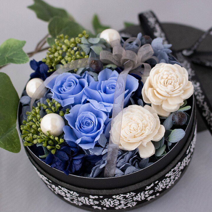 楽天市場】母の日 プリザーブドフラワー ボックスフラワー ブルー  