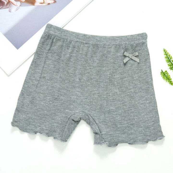 無地 インナーパンツ ガールズ 女児 女の子 ジュニア アンダーパンツ オーバーパンツ リボン付き