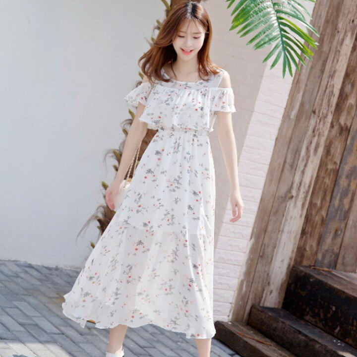 楽天市場】オープンショルダー ワンピース 肩開き ワンピース  