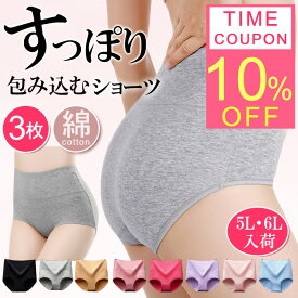10％OFFクーポン配布中！★楽天1位★【3枚セット】M～6Lサイズ！ お腹あったかショーツ お尻すっぽりショーツ 冷え性対策 ハイウエストショーツ おへそすっぽり 深ばきショーツ セット レディース パンツ 無地 下着 フィット感 産後 ショーツ 綿95％ 美尻