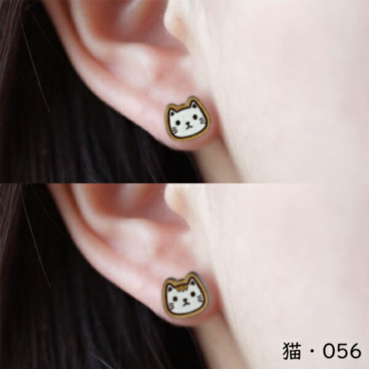 楽天市場】【在庫限り】田田製作所 「猫」 ピアス イヤリング 木製 