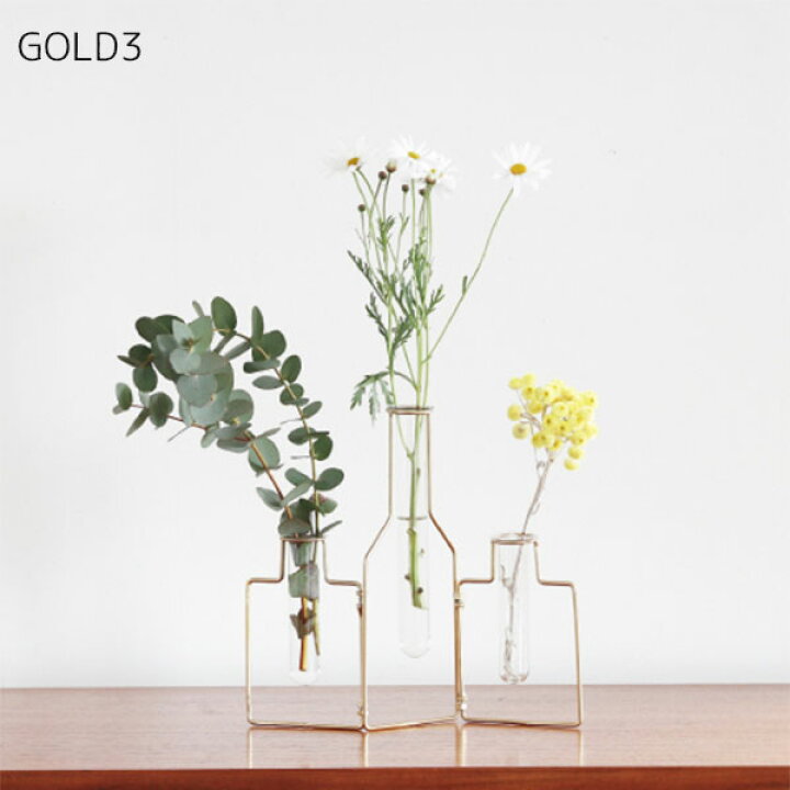 楽天市場 Stable Wire Vase 3ステイブルワイヤーベース フラワーベース ゴールド マット花瓶 花器 一輪挿し Irodori