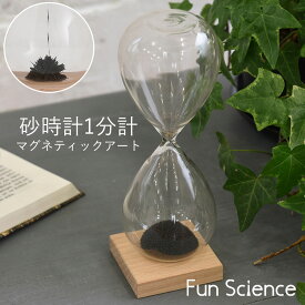 Fun Science 「砂時計 1分計 マグネティックアート」 天然木 砂鉄 ウッド ガラス オブジェ ナチュラル ファンサイエンス