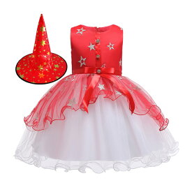 キッズ ハロウィン クリスマス 魔女 子供 衣装 帽子つき 2点セット 巫女 悪魔 天使 こども バンパイア 吸血鬼 コスチューム ドレス コスプレ 女の子ドレス ワンピース こすぷれ 仮装 変装 パーティー100 110 120 130 140 150 160