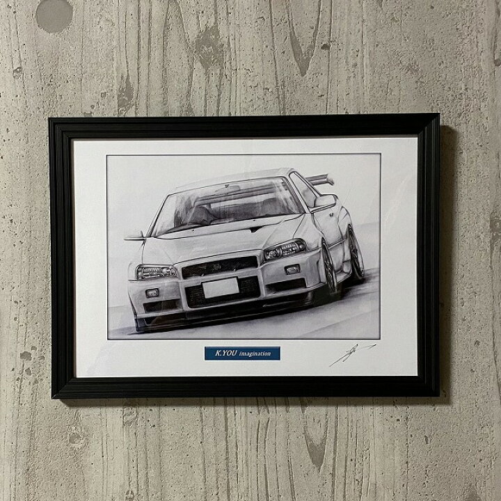 楽天市場】日産 ニッサン スカイライン R34 GT-R 鉛筆画 名車 旧車 