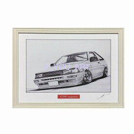 TOYOTA トヨタ　86レビン　鉛筆画　名車　旧車　ノスタルジックカー　イラスト 絵画 デッサン 絵　A4サイズ 230mmX318mm 額付き 作者直筆サイン入り 車好き 男性 向け バースデー 父の日 退職祝い ギフト 誕生日 クリスマス プレゼント にも最適　全国送料無料
