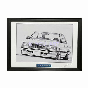 TOYOTA トヨタ 120クラウン 鉛筆画 名車 旧車 ノスタルジックカー イラスト 絵画 デッサン 絵 A4サイズ 230mmX318mm 額付き 作者直筆サイン入り 車好き 男性 向け お誕生日 バースデー ギフト