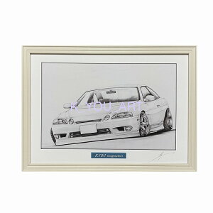 TOYOTA トヨタ ソアラ Z30 鉛筆画 名車 旧車 ノスタルジックカー イラスト 絵画 デッサン 絵 A4サイズ 230mmX318mm 額付き 作者直筆サイン入り 車好き 男性 向け ギフト お誕生日 バースデ