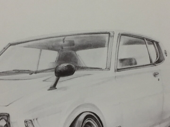 楽天市場 Nissan 日産 610 ブルーバード U サメブル 鉛筆画 名車 旧車 ノスタルジックカー イラスト 絵画 デッサン 絵 サイズ 230ｍｍx318ｍｍ 額付き 作者直筆サイン入り 車好き 男性 向け ギフト プレゼント にも最適 全国送料無料 ミラーマン 楽天市場店
