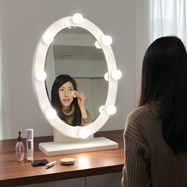 楽天市場】ライト付き ドレッサー led 女優ミラー 卓上 白 日本製 国産 
