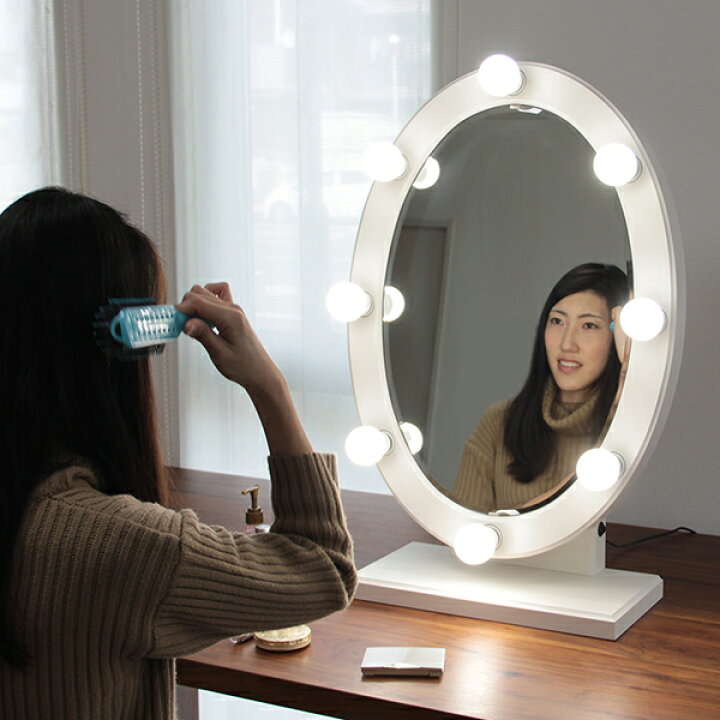 楽天市場】ライト付き ドレッサー led 女優ミラー 卓上 白 日本製 国産 