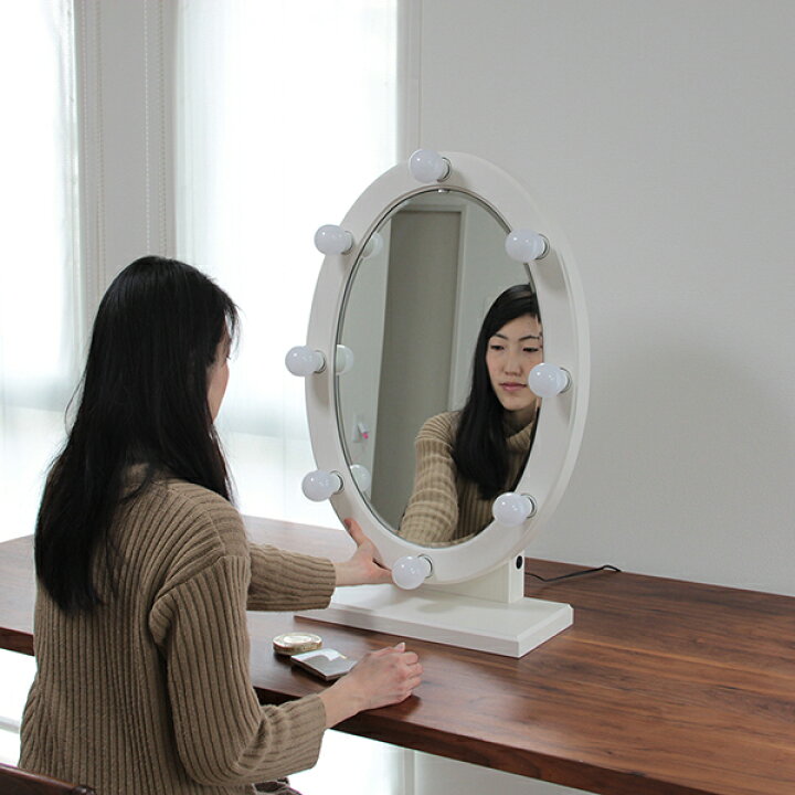 楽天市場】ライト付き ドレッサー led 女優ミラー 卓上 白 日本製 国産 