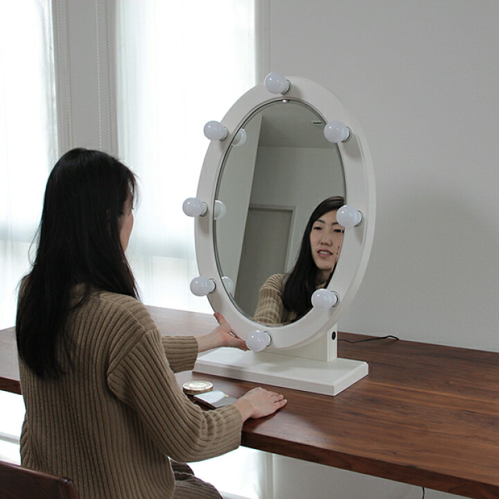 楽天市場】ライト付き ドレッサー led 女優ミラー 卓上 白 日本製 国産 