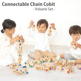 木のおもちゃ ブロック コネクタブル チェイン コビット ボリュームセット 72ピース 除菌 エドインター 出産祝い 誕生日 2歳 3歳 男の子 女の子
