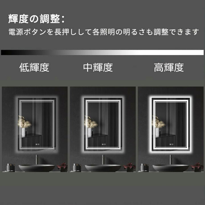 楽天市場】【11％OFFクーポン配布中】壁掛けミラー LEDミラー 調節可能  