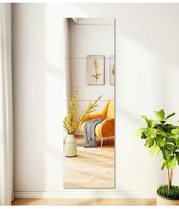 楽天市場 貼る鏡 全身 ウォールミラー 全身鏡 4枚セット 22 22cm 薄型 壁掛け 全身 ミラー おしゃれ 全身鏡 シール ノンフレーム 自由組合 鏡 貼付けタイプ シンプル 四角形ミラー 枠無し鏡 オシャレ クローゼット 寝室 ヨガ Ledミラー専門店 ミルオ君の鏡工房