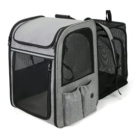 【15％OFF★24H限定】ペットリュック ペットバッグ ペットキャリー リュック キャリー 折りたたみ 犬 猫 小型犬 拡張可能 通気性 軽量 反射テープ 飛び出し防止 大容量 窓 自転車 電車 旅行 通院 交通機関 送料無料 犬リュック 旅行 カーテン付 ロック式ファスナー