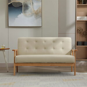 【24H限定★15%OFF】ソファー 3人掛け ダークブラウンPVC 肘付き ソファー 天然木 おしゃれ かわいい 座椅子