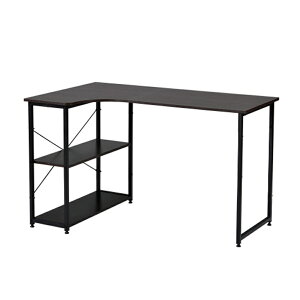 【24H限定★15%OFF】パソコンデスク L字 120cm 2段ラック付 デスク木製 ミシン台 書斎机 勉強机 ダークブラウン